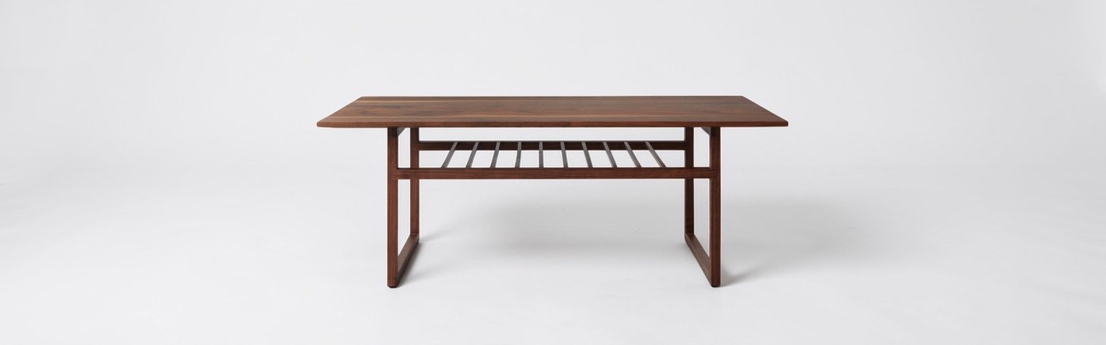 Bespoke mid-century modern black American walnut coffee table, handcrafted in Edinburgh by Szimpel Woodwork